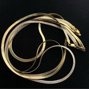 3 Vintage Milor Italy Sterling Silver 925 Herringbone Necklace bundle set